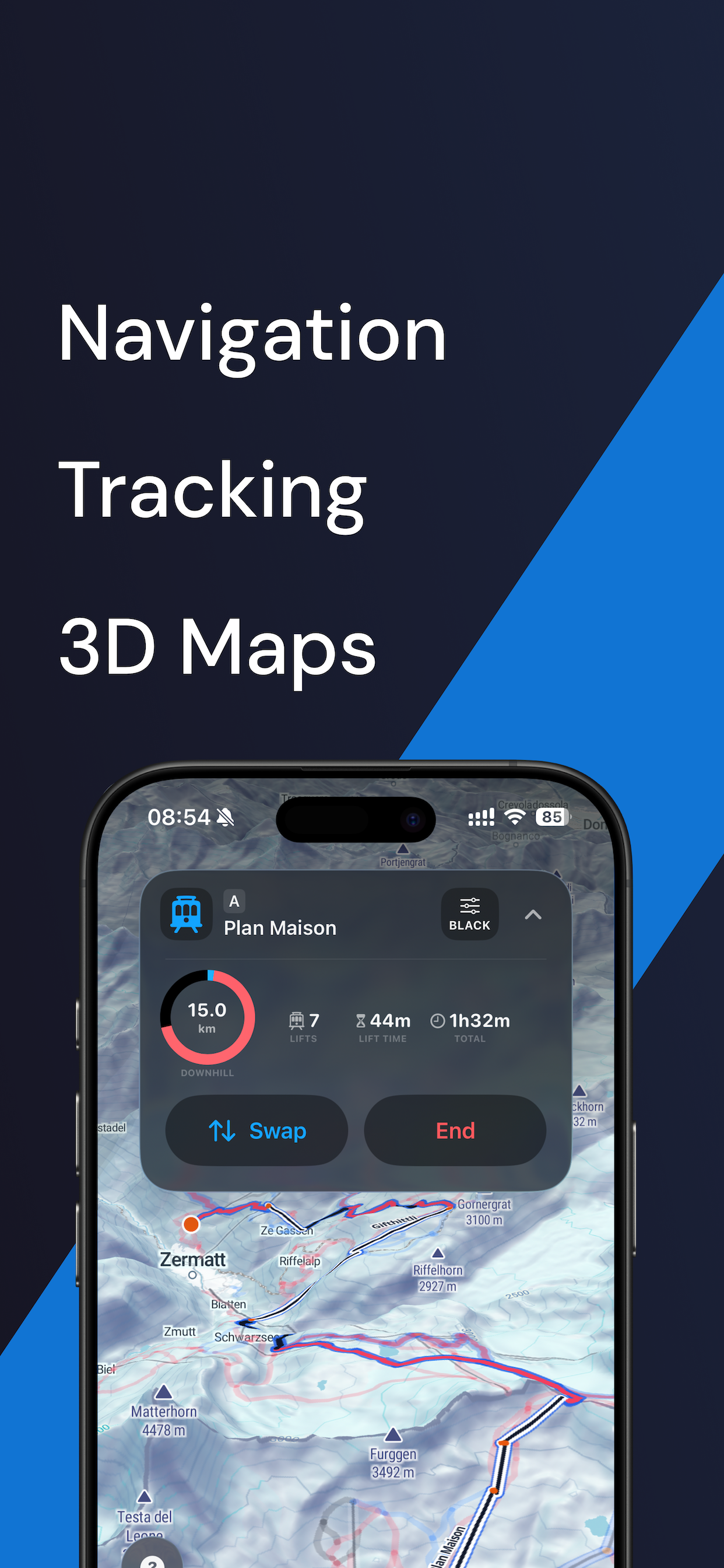 SkiAllDay App Map Navigation